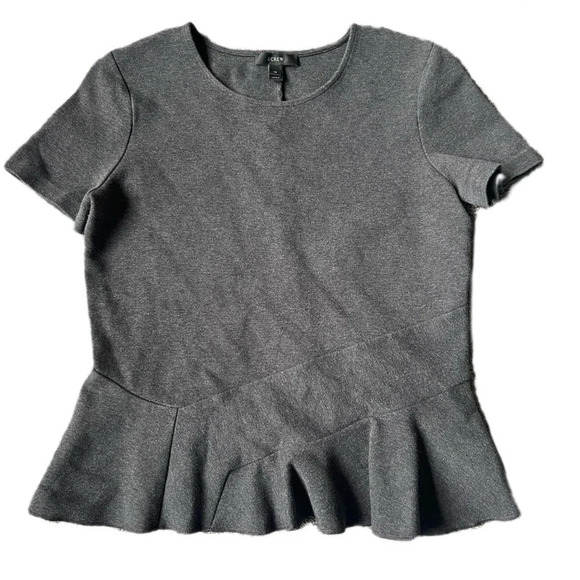 J. Crew Gray Structured Peplum Short Sleeve Top Size XS - Picture 2 of 7
